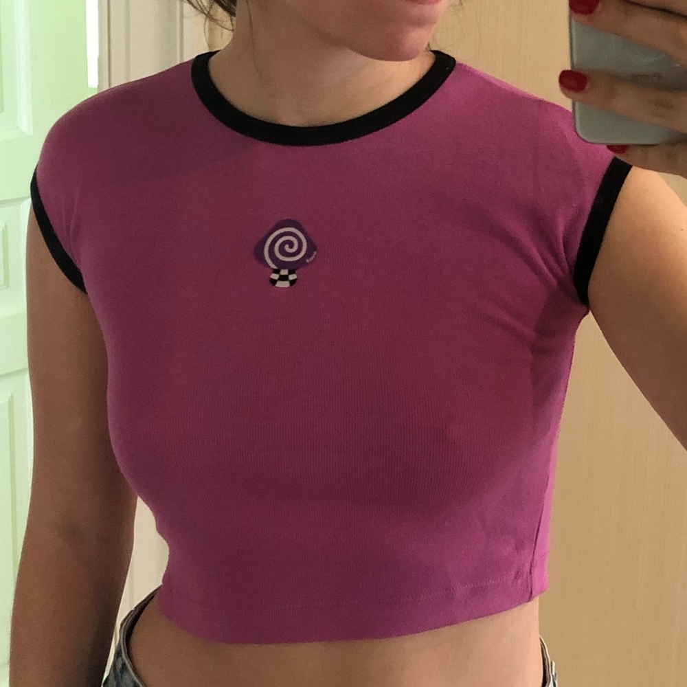 NWT! Purple trippy mushroom crop top